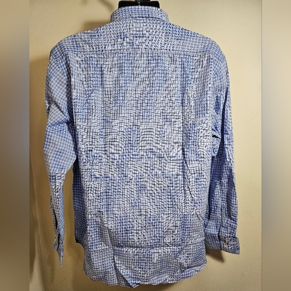 NEW Vintage Italia 1958 Blue White Plaid Paisley Long Sleeve Shirt XL - Picture 9 of 15